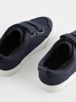 Next Standard Fit (F) Two Strap Touch Fastening Trainers Navy Canvas