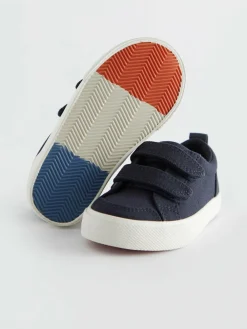 Next Standard Fit (F) Two Strap Touch Fastening Trainers Navy Canvas