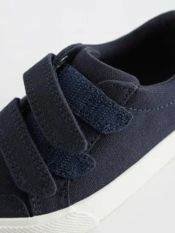 Next Standard Fit (F) Two Strap Touch Fastening Trainers Navy Canvas