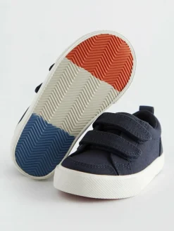 Sale Next Wide Fit (G) Two Strap Touch Fastening Trainers Navy Canvas