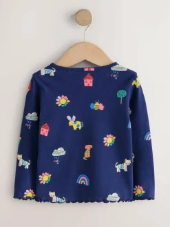 Discount Next Navy Cats & Dogs Rib Long Sleeve T-Shirt (3mths-7yrs)