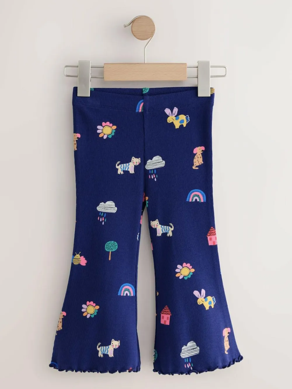 Next Navy Cats & Dogs Ribbed Flare Leggings (3mths-7yrs)^ Tops|T-Shirts