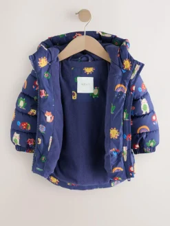 Next Shower Resistant Fleece Lined Hooded Padded Coat (3mths-7yrs) Navy Character