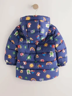 Next Shower Resistant Fleece Lined Hooded Padded Coat (3mths-7yrs) Navy Character