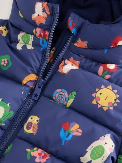 Next Shower Resistant Fleece Lined Hooded Padded Coat (3mths-7yrs) Navy Character