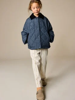 Next Navy Check Shower Resistant Quilted Barn Jacket (3-16yrs)^ Jackets & Coats|Snowsuits & Coats