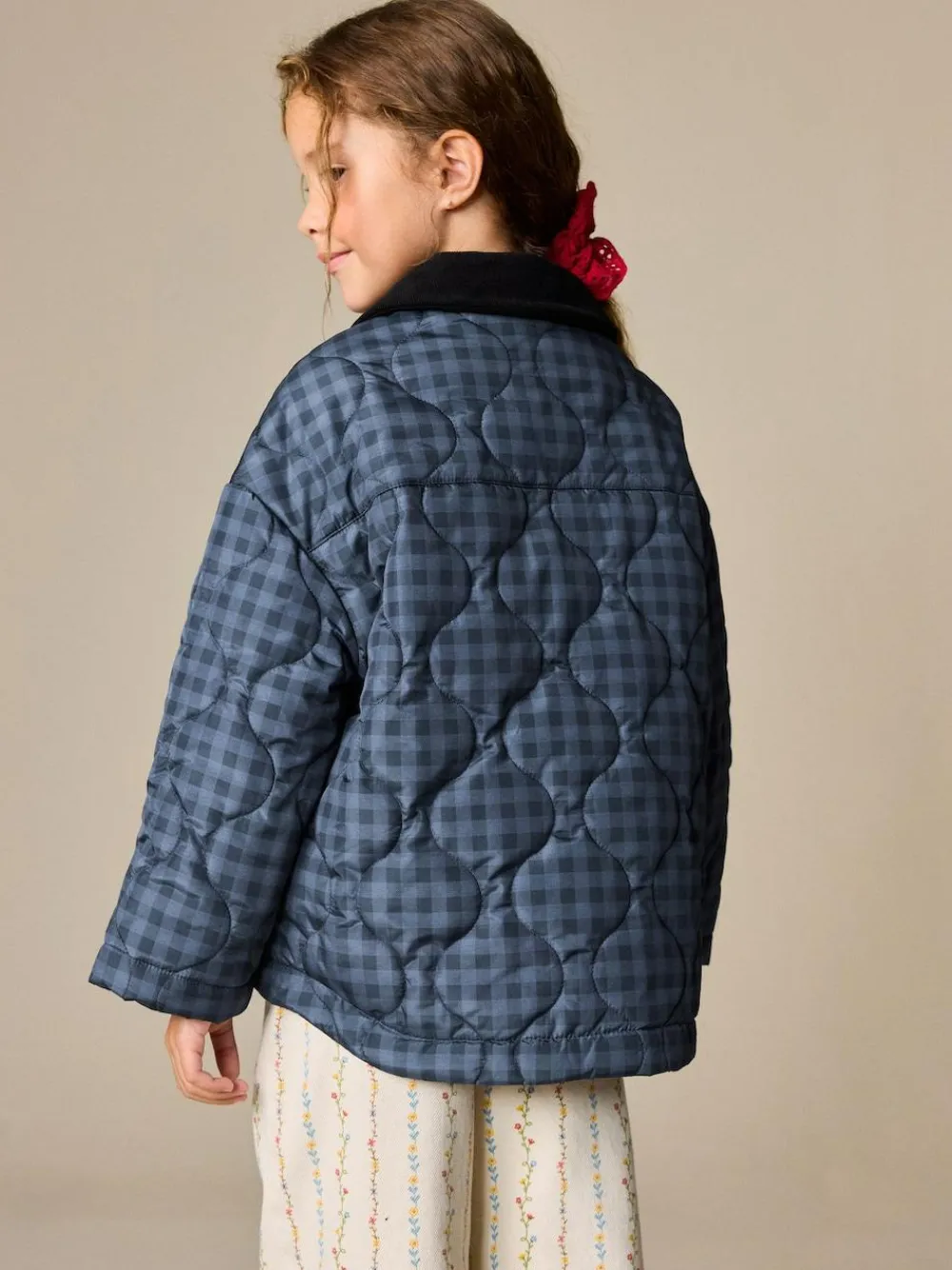 Next Navy Check Shower Resistant Quilted Barn Jacket (3-16yrs)^ Jackets & Coats|Snowsuits & Coats