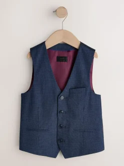New Next Navy Check Waistcoat (3-16yrs)