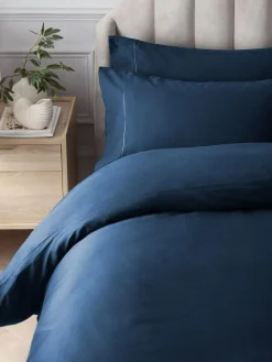 Next Navy Collection Luxe 300 Thread Count 100% Cotton Sateen Satin Stitch Luxury Duvet Cover And Pillowcase Set^ Bedsets & Duvet Covers