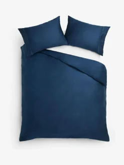 Next Navy Collection Luxe 300 Thread Count 100% Cotton Sateen Satin Stitch Luxury Duvet Cover And Pillowcase Set^ Bedsets & Duvet Covers