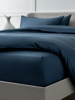 Next Navy Collection Luxe 400 Thread Count Egyptian Deep Fitted Cotton Sateen Sheet^ Bedsheets & Pillow Cases