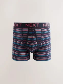 New Next Navy Colour Pop Spot Stripe 10 pack A-Front Boxers