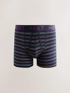 New Next Navy Colour Pop Spot Stripe 10 pack A-Front Boxers