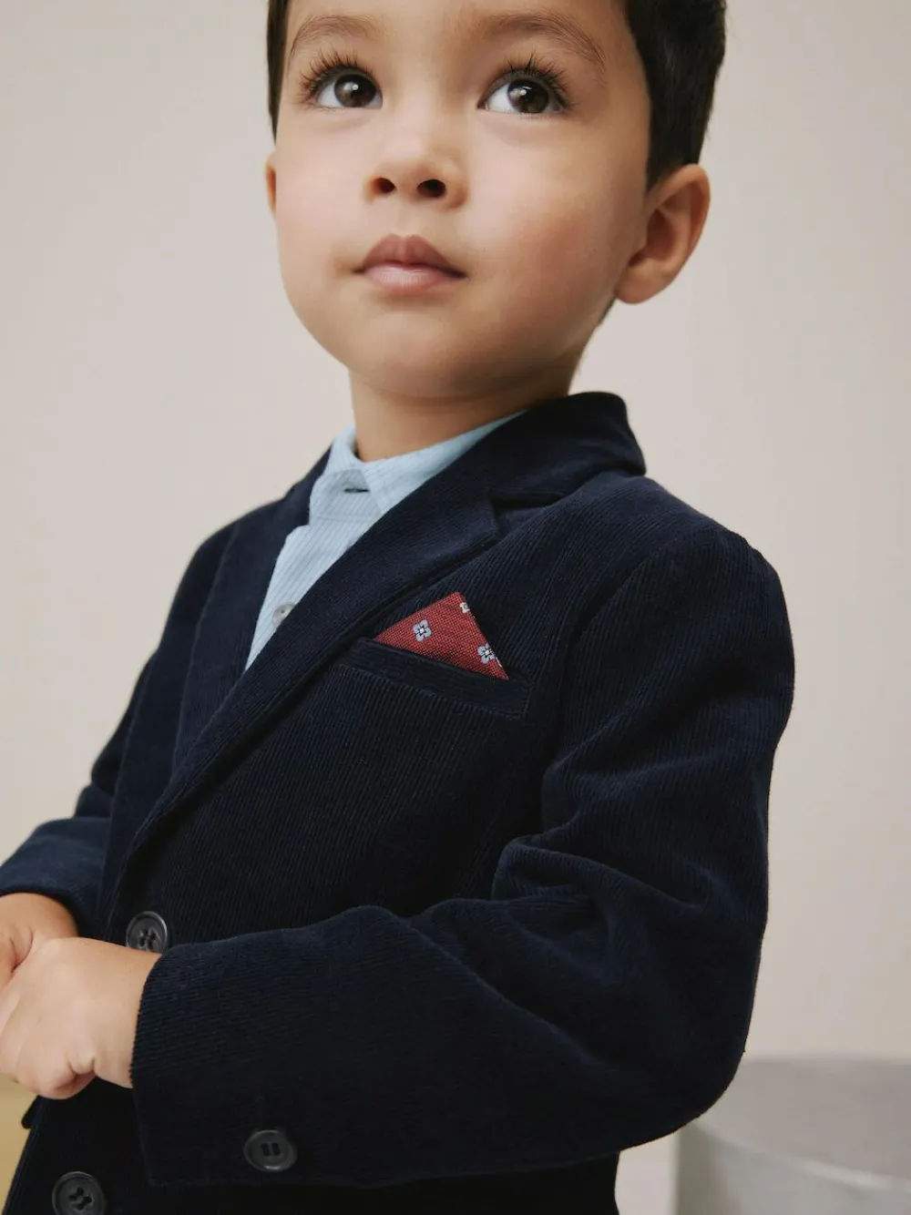 New Next Navy Corduroy Blazer Shirt and Trousers Set (3mths-9yrs)