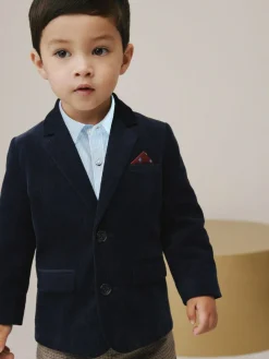 New Next Navy Corduroy Blazer Shirt and Trousers Set (3mths-9yrs)
