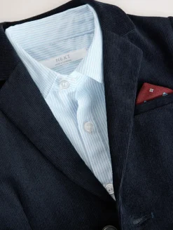 New Next Navy Corduroy Blazer Shirt and Trousers Set (3mths-9yrs)