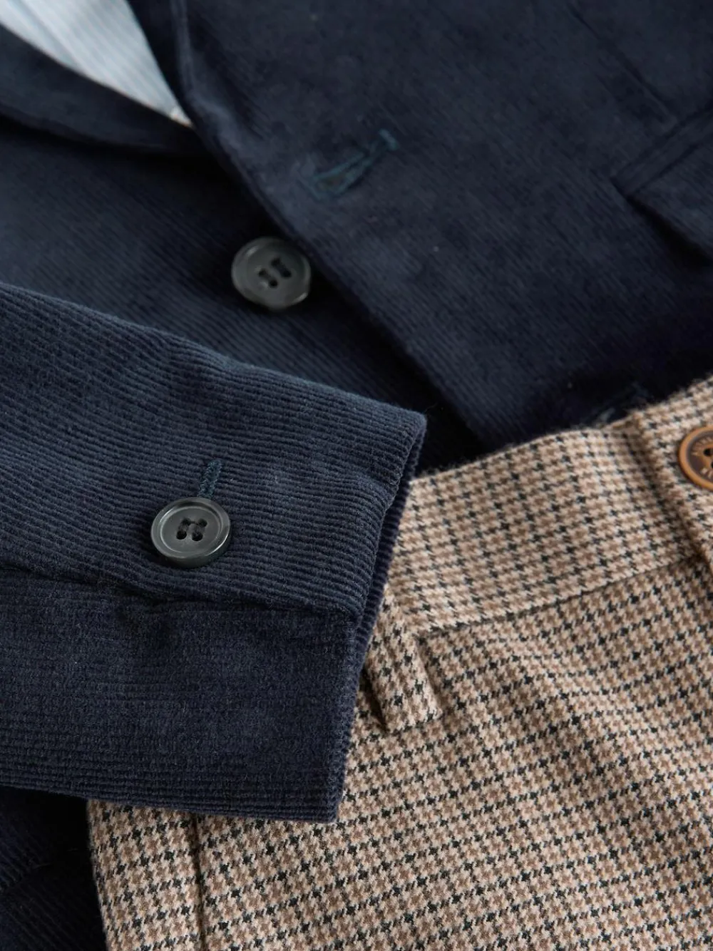 New Next Navy Corduroy Blazer Shirt and Trousers Set (3mths-9yrs)