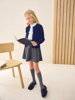 Outlet Next Cotton Rich Cable Knit School Cardigan (3-16yrs) Navy