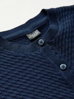 Outlet Next Cotton Rich Cable Knit School Cardigan (3-16yrs) Navy