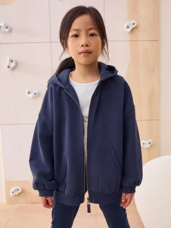Best Next Cotton Rich Zip Through Sports Hoodie (3-16yrs) Navy