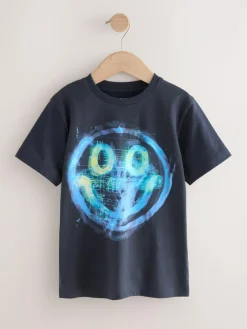 Clearance Next Navy Digi Happy Face Regular Fit Short Sleeve All-Over Print T-Shirt (3-16yrs)
