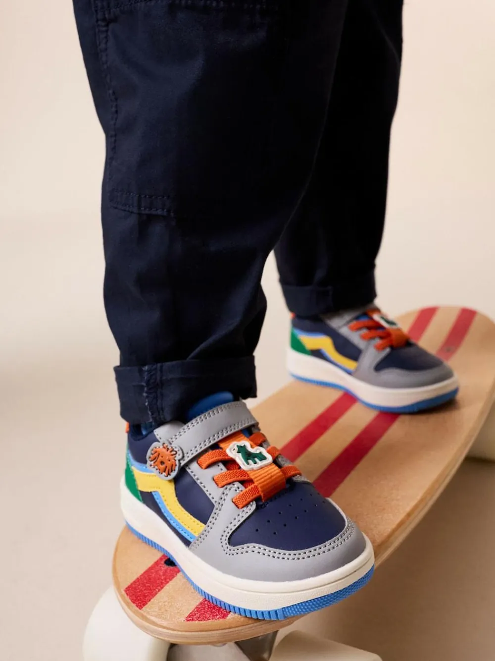 Online Next Touch Fastening Elastic Lace Trainers Navy Dogs