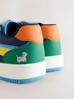 Online Next Touch Fastening Elastic Lace Trainers Navy Dogs