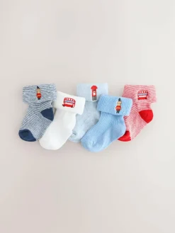 Next Embroidered Roll Top Socks 5 Pack (0mths-2yrs)^BOY Cosy Club|Socks