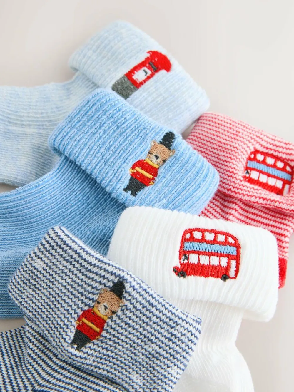 Next Embroidered Roll Top Socks 5 Pack (0mths-2yrs)^BOY Cosy Club|Socks