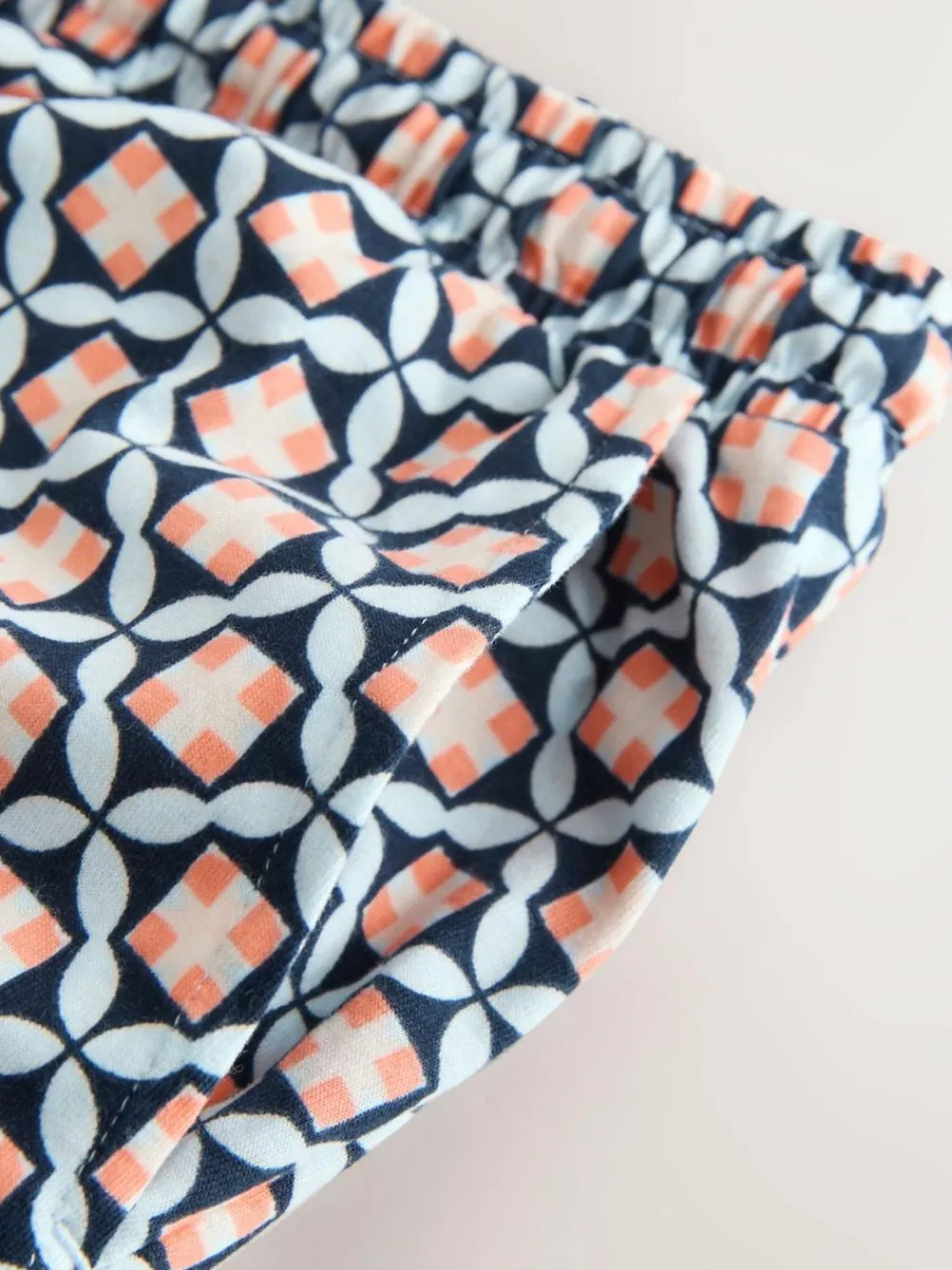 Discount Next Navy Geo Ribbed Long Sleeve Pyjamas