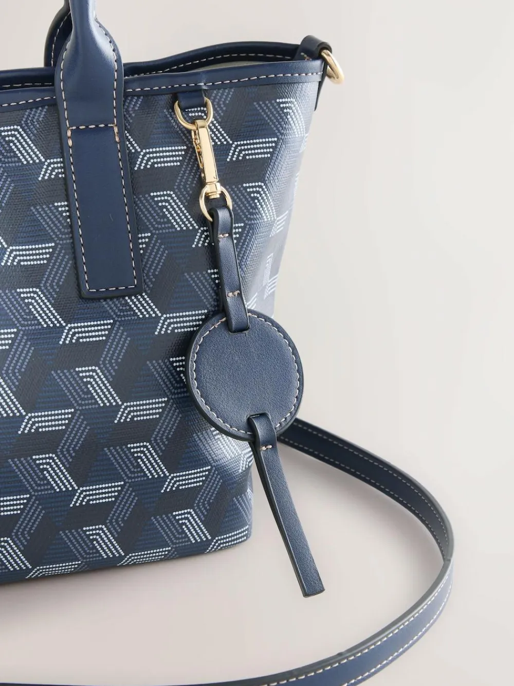 New Next Navy Geometric Print Cross-Body Bag