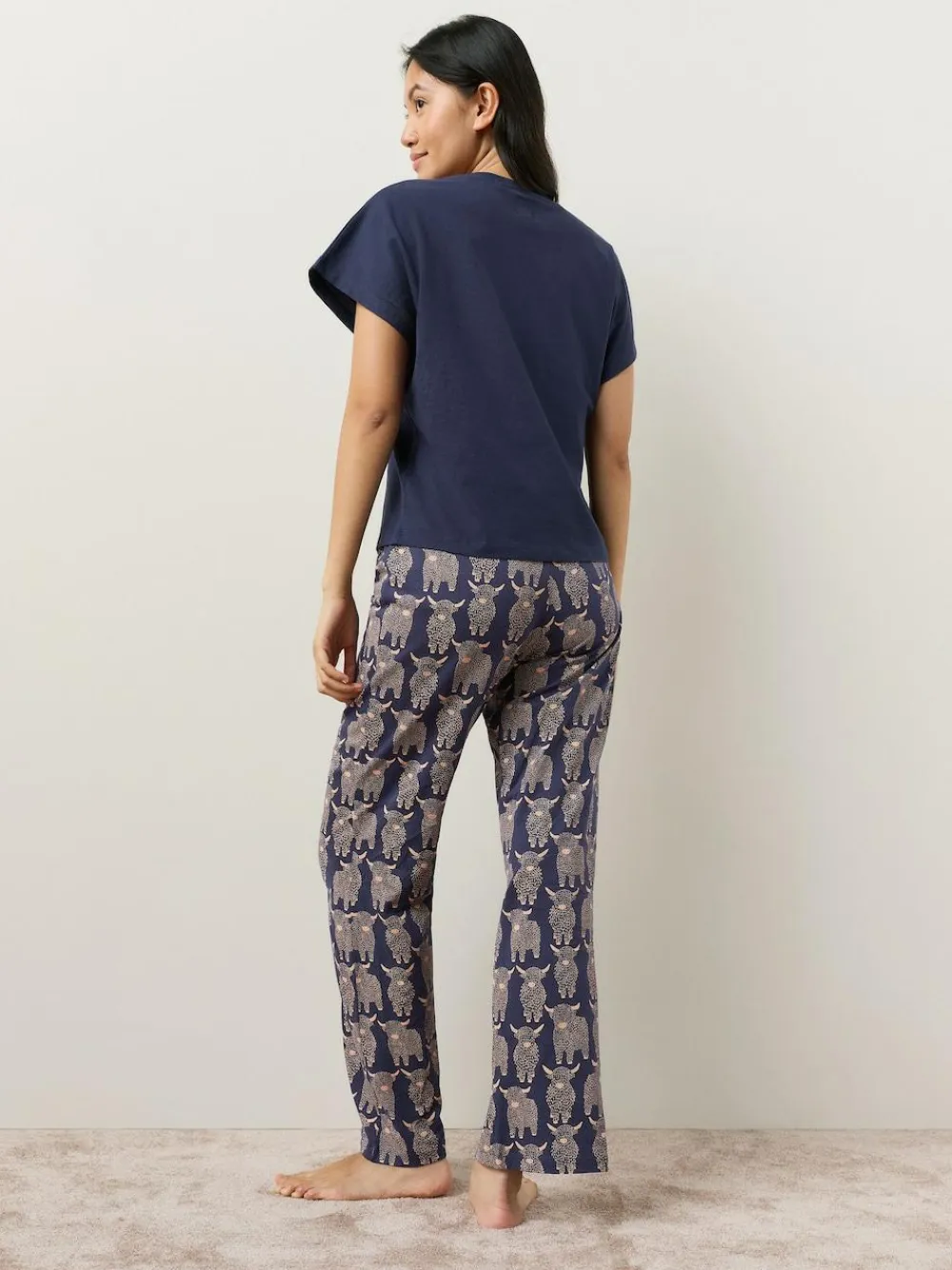 Hot Next Navy Hamish The Highland Cow Short Sleeve Pyjamas