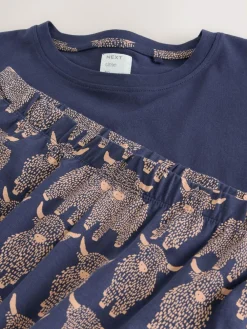Hot Next Navy Hamish The Highland Cow Short Sleeve Pyjamas