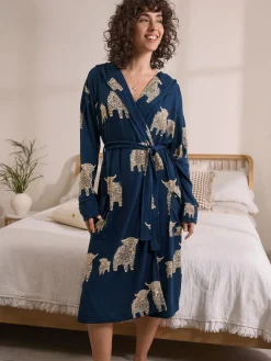 Discount Next Navy Hamish The Highland Cow Cosy Lightweight Dressing Gown