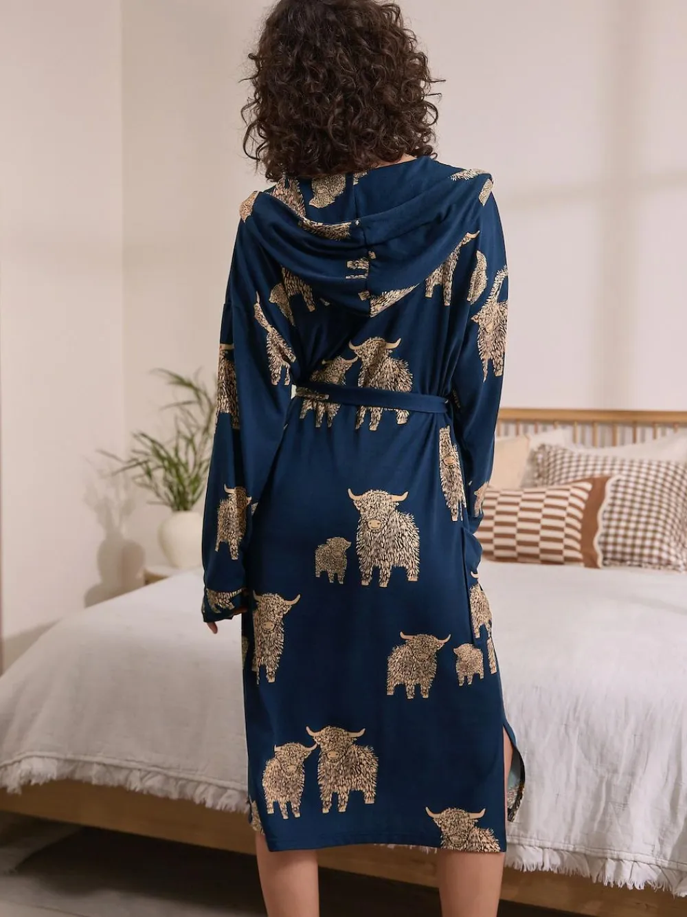 Discount Next Navy Hamish The Highland Cow Cosy Lightweight Dressing Gown