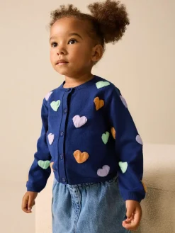 Hot Next Cardigan (3mths-10yrs) Navy Heart
