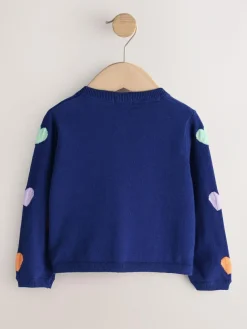 Hot Next Cardigan (3mths-10yrs) Navy Heart