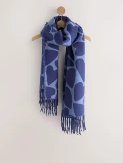 Next Navy Heart Print Midweight Scarf^Women Hats, Gloves & Scarves|Hats, Gloves & Scarves