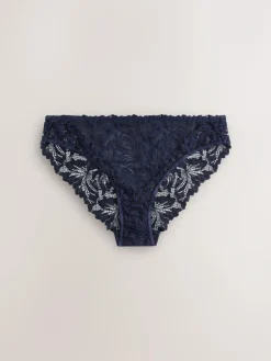 Best Next Navy High Leg Ultimate Comfort Lace Knickers 2 Pack