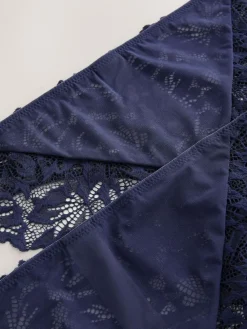 Best Next Navy High Leg Ultimate Comfort Lace Knickers 2 Pack