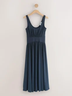 Next Jersey Waisted Summer Midi Dress Navy