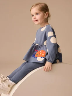 Next Navy Ladybird Long Sleeve Peplum Top and Leggings Set (3mths-7yrs)^ Baby Girls|Tops