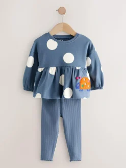 Next Navy Ladybird Long Sleeve Peplum Top and Leggings Set (3mths-7yrs)^ Baby Girls|Tops