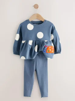 Next Navy Ladybird Long Sleeve Peplum Top and Leggings Set (3mths-7yrs)^ Baby Girls|Tops