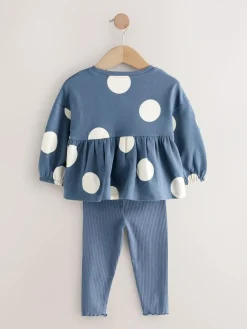 Next Navy Ladybird Long Sleeve Peplum Top and Leggings Set (3mths-7yrs)^ Baby Girls|Tops