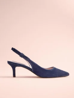 Outlet Next Tabitha Simmons x Dela Slingback Point Heels Navy Leather