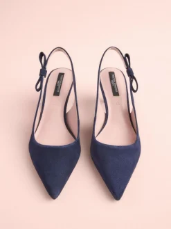 Outlet Next Tabitha Simmons x Dela Slingback Point Heels Navy Leather