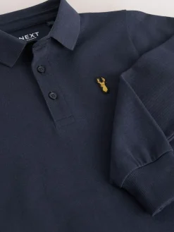 Next Navy Long Sleeve Polo Shirt (3-16yrs)^BOY Tops