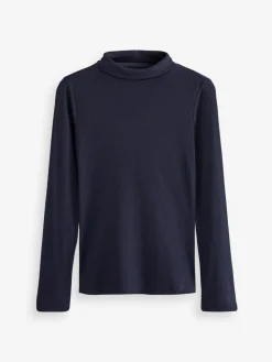 Clearance Next Long Sleeve Ribbed Roll Neck Top Navy