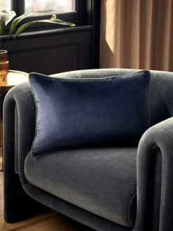 Next Navy Matte Velvet Contrast Pipe 40 x 59cm Cushion^ Cushions & Throws